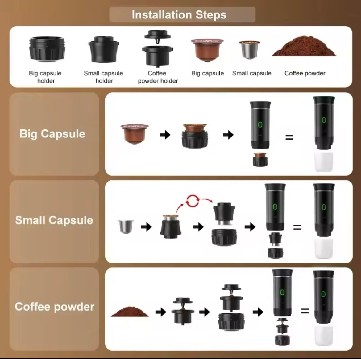 Cafetera Espresso portátil eléctrica inalámbrica (10 disponibles)