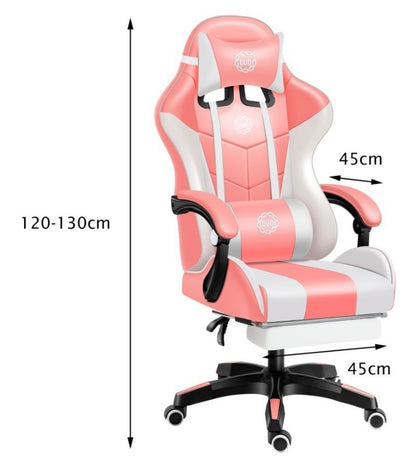 Silla Gamer Con Reposapiés Reclinable Cómoda Ouo Color Rosa (3)