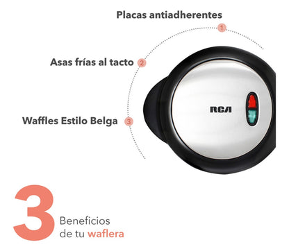 Wafflera Eléctrica Tipo Belga Placa Anti-adherente (3 disponibles)