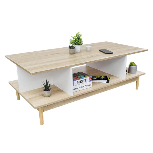 Mesa de Centro Bari con Entrepaños Blanca y Beige (3 disponibles)